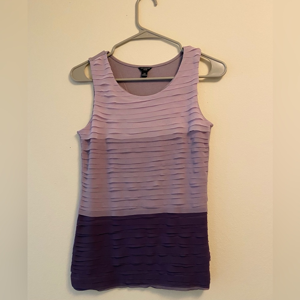 Ann Taylor Purple Lavender Ruffle Tank Top